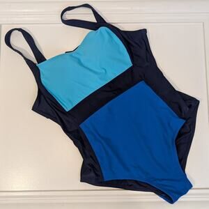 Shore Shapes Swimwear Swim Suit One Piece Blue Color Block - Size 10